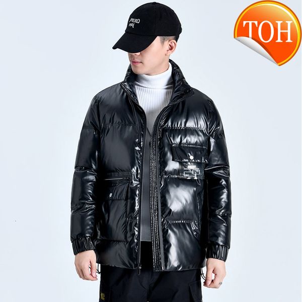 

winter white duck down jacket thick warm hooded outwear men's coat plus size m-5xl, Black