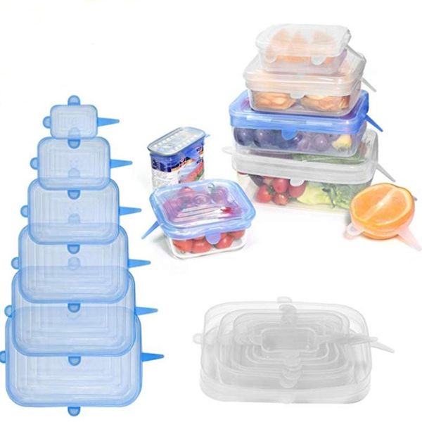 

kitchen storage & organization square silicone stretch lid, reusable rectangular suitable for bowls, cups, cans, different sizes