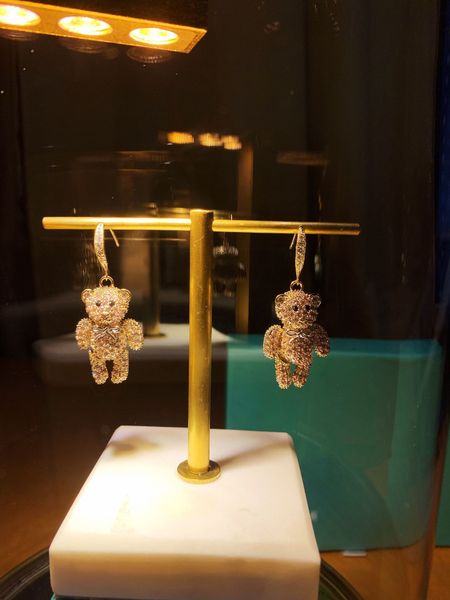 

earrings t family stud colorful bear with s925 silver 28, Golden;silver