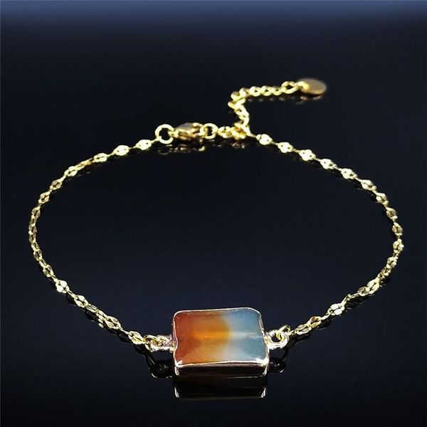 

anklets 2021 natural stone stainless steel bracelet ankle gold color pied women jewelry tobilleras pulsera para tobillo a64s04, Red;blue