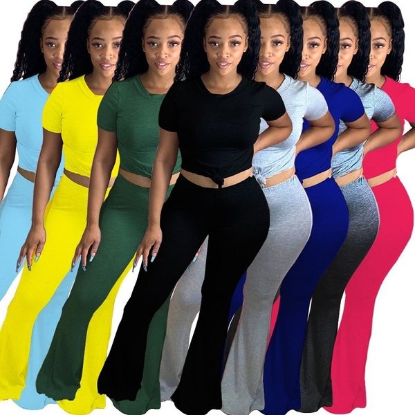 

women's two piece pants women 2 outfits solid color flare long casual crop slim trousers suits fall clothes plus size clothing, White