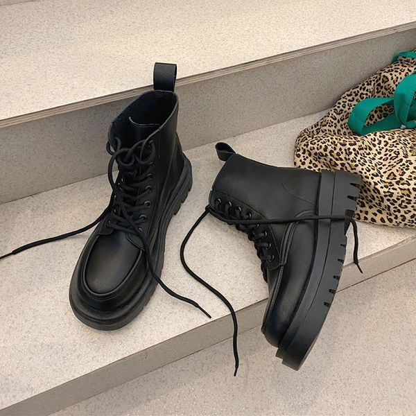 

women ankle boots winter round toe heel zip and lace up round toe platform 2022 fashion shoes for woman non-slip, Black