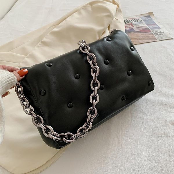 

evening bags women's shoulder 2021 denim quality thick metal chain purses and handbag women clutch ladies hobo bag
