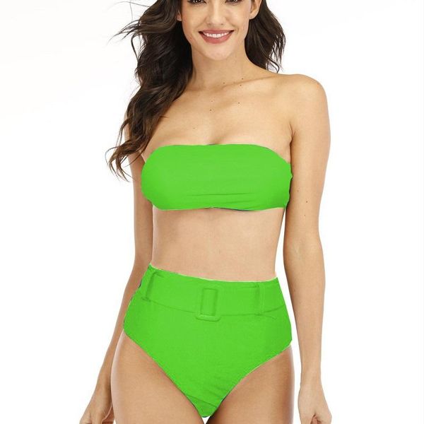 

women's swimwear high waist bikini 2021 women swimsuit leg bandeau bikinis set swimming for bathing suit woman swimsuits, White;black