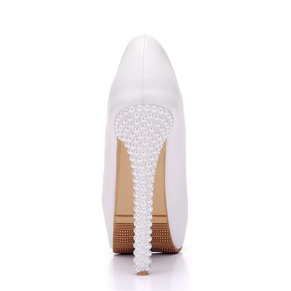 

sandals platform pearl lace white wedding women pumps party dance high heels bridal shoes, Black