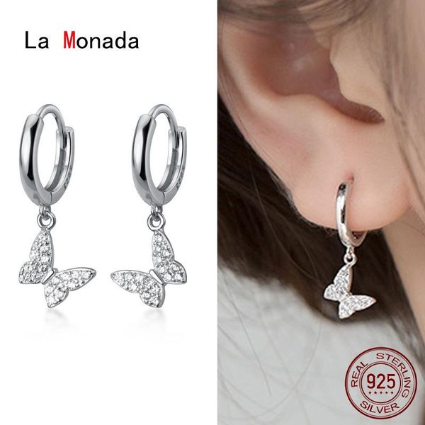 

hoop & huggie la monada earrings for women silver 925 butterfly fine jewelry small, Golden;silver
