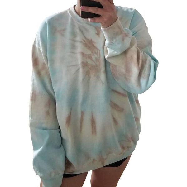 

women's hoodies & sweatshirts women crew neck long sleeve sweatshirt tie-dye rainbow colorful graffiti printed pullover casual loose tr, Black