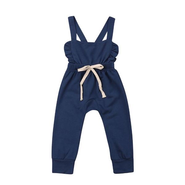 

jumpsuits summer toddler kids baby girl cute romper sleeveless high waist drawstring loose striped jumpsuit outfits overalls clothes, Blue