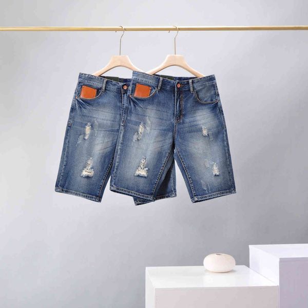 

21 summer new high street denim casual capris men's simple shorts, Black