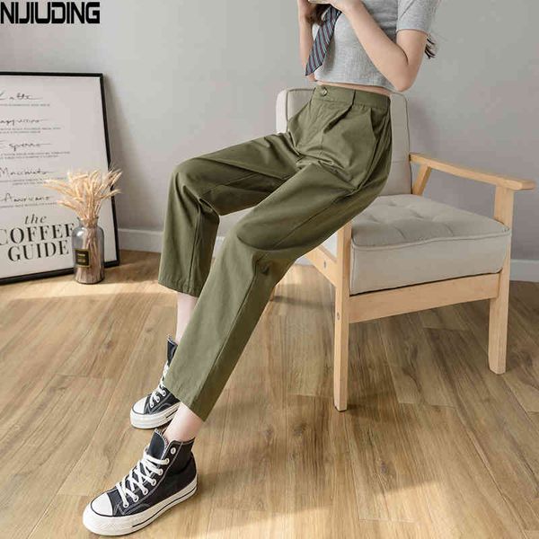 

women solid harem pants spring autumn fashion female high waist loose wide leg pant straight trousers streetwear sweatpants 210514, Black;white