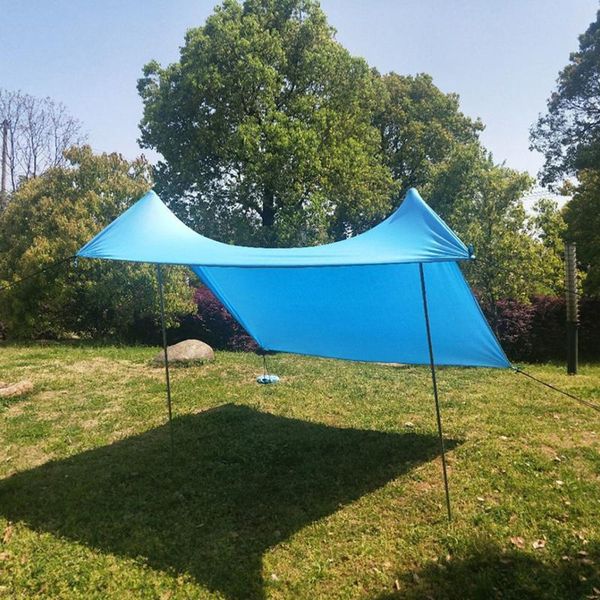 

tents and shelters outdoor awning hammock tarp rain lightweight camping tent sun shelter for hiking beach pergola with 2 poles & 4 sandb