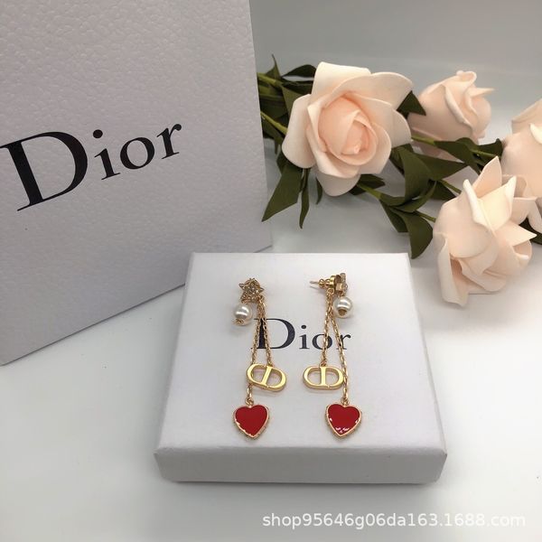 

2021 luxury designer jewelry 21 new letters love enamel pearl earrings female double tassel design personality style, Silver