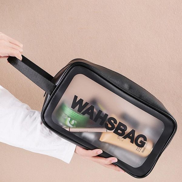 

storage bags makeup bag cosmetic transparent waterproof ladies pu frosted convenient travel set female wash organizer