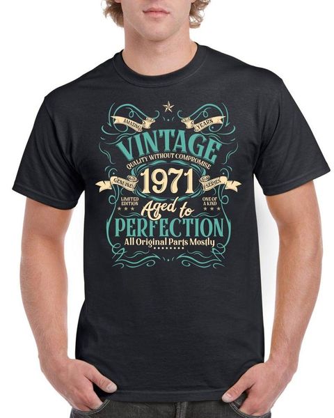 

men's t-shirts mens 50th birthday t shirt gift present fifty vintage year 1971 3d for men, White;black