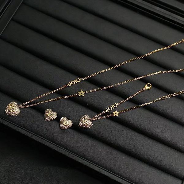 

fine jewelry online family's new letter love necklace female red bracelet silver needle full diamond earrings 65% off store online sale