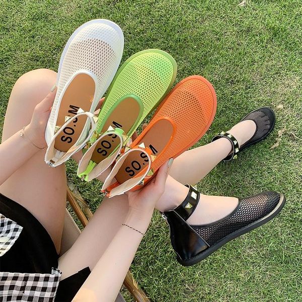 

sandals women 2021 shoes fashion rivet sandal summer design mesh breathable comfortable and casual, Black