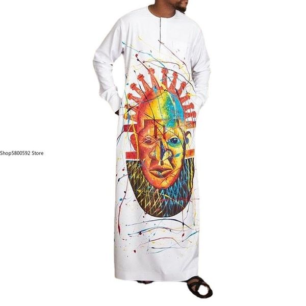 

ethnic clothing islam abaya white print robe muslim clothes jubba thobe men's fashion african long shirt traditional long-sleeved casua, Red