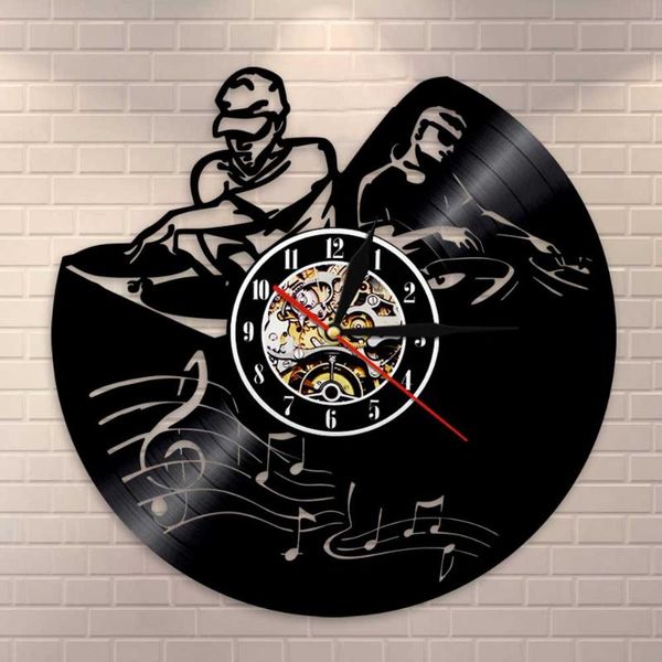 

wall clocks record player mixer dj clock deejay spinning scratching music club party decor art