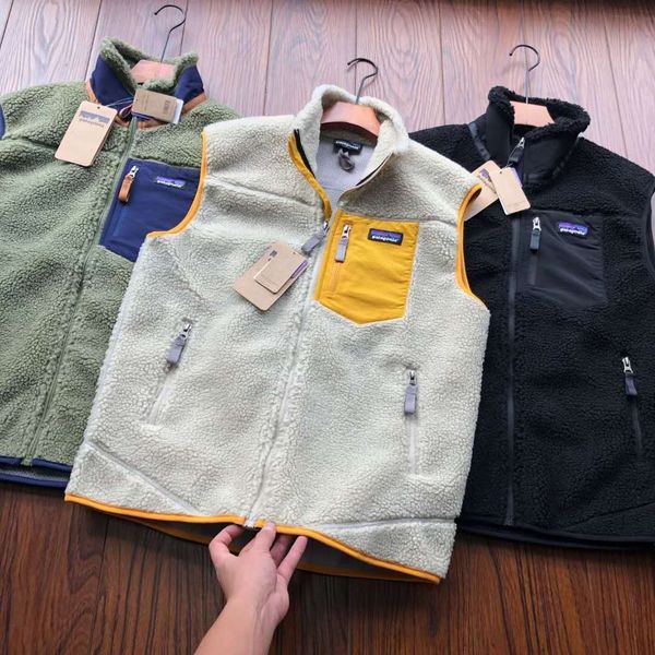 

patagonia thick warm classic retro-x autumn winter couple models lamb cashmere fleece vest for men women 8253, Black;white
