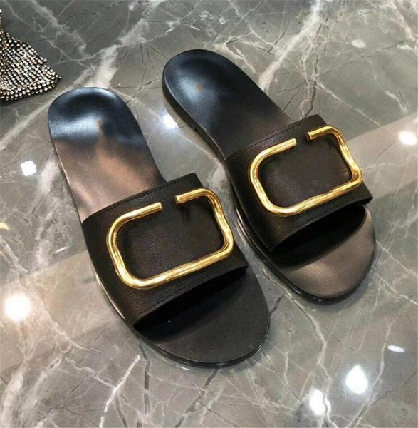 Novas sandálias casuais femininas de couro de alta qualidade sapatos de praia femininos transparentes sandálias flip-flops de fivela de metal sandália CS17457