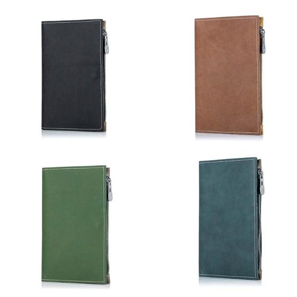 

passport holder pouch driver license leather bifold wallet zipper coin purse cash pocket organizer wallets, Red;black