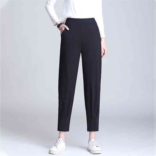 

streetwear summer women's pants female high waist elastic loose harem capris for women trousers woman plus size 4xl 210608, Black;white
