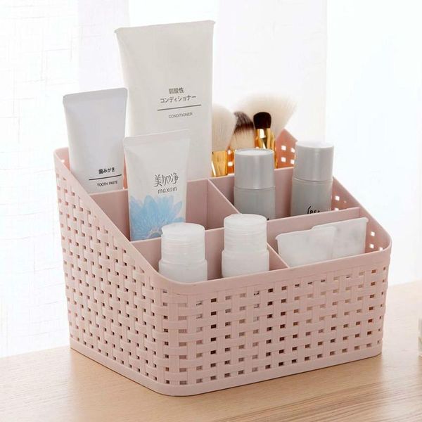 

bathroom storage & organization rattan-like cosmetic box dressing table finishing deskplastic multi-cell skin care products rack