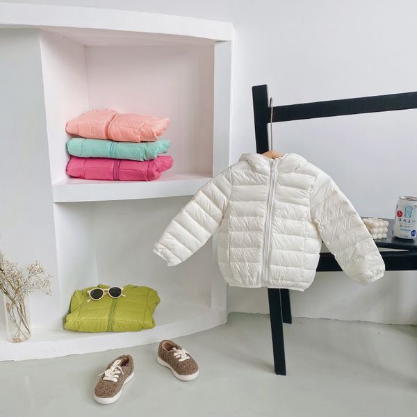 

2021 autumn winter korean style kids white duck down coats hooded light thin children windproof warm outerwear 14 colors, Camo