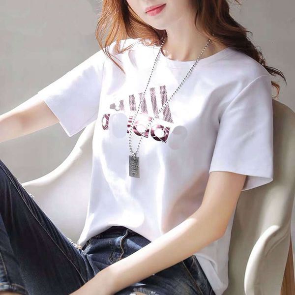 

short sleeve women's sportswear white loose t shirt fashion, Gray
