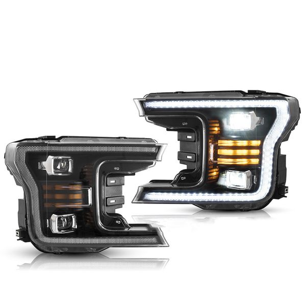 

2 pcs car parts goods head lights for ford f150 2017-up car headlight assembly raptor headlamp led drl reverse+brake light