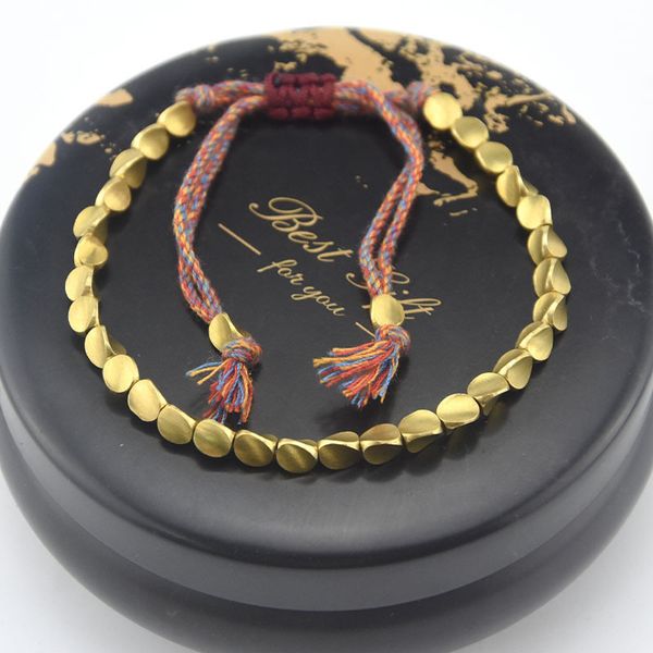 

bracelet hand woven play line special shaped copper bead bracelet creative draw tassel hand rope style, Golden;silver