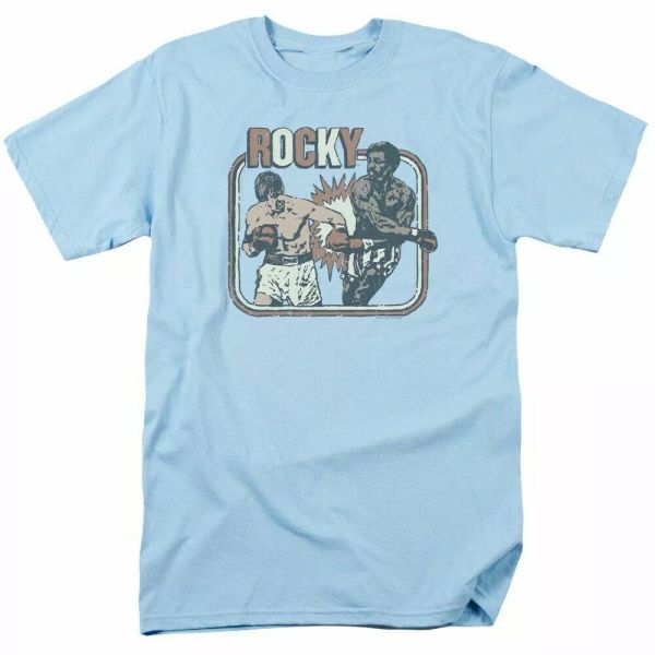 

rocky big fight t shirt mens licensed boxing movie tee light blue, White;black