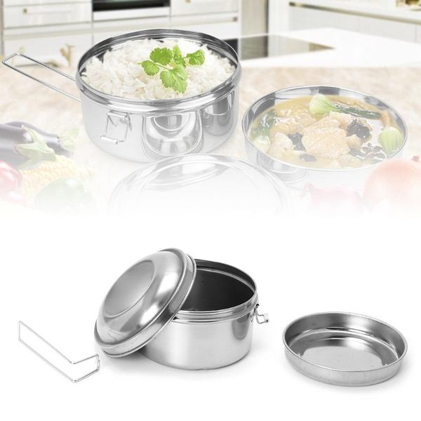 

dinnerware sets stainless steel bowl lunch box bento picnic container 2 tier round shape k1mf