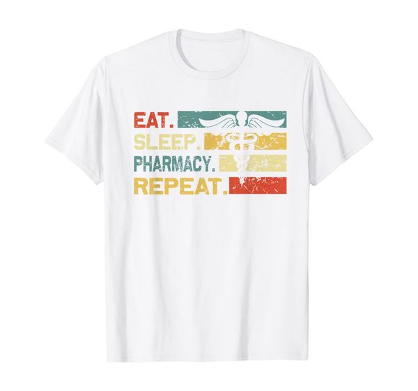 

eat sleep pharmacy repeat pharmacist vintage gift t-shirt, White;black