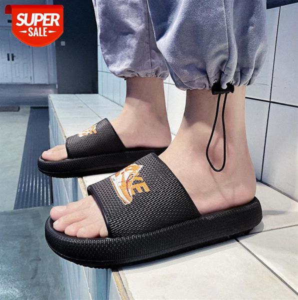 

sandals and slippers men's thick bottom stepping on shit feeling at home, daily indoor outdoor wear personality flip flops #jk10, Black