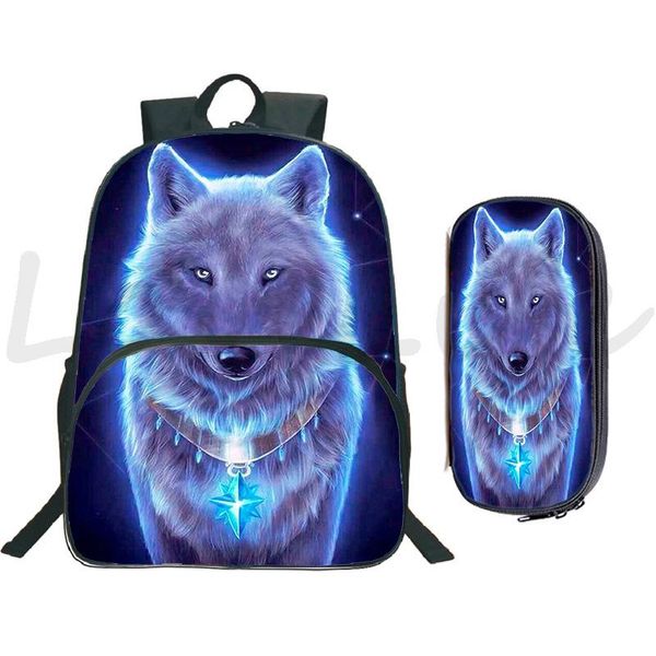

backpack animal lion wolf boys girls 2 pcs set school bags pen travel rucksack students book fashion knapsack mochila