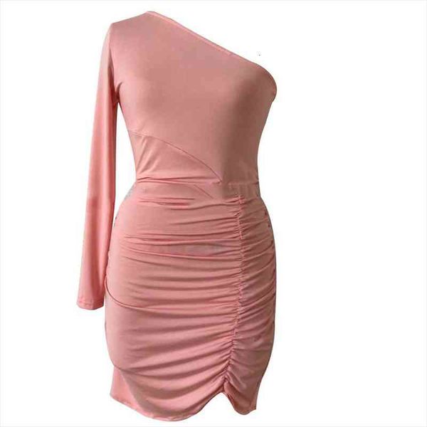 

fashion trend women dress one shoulder long sleeve bodycon evening party clubwear autumn bandage sheath mini dress, Black;gray