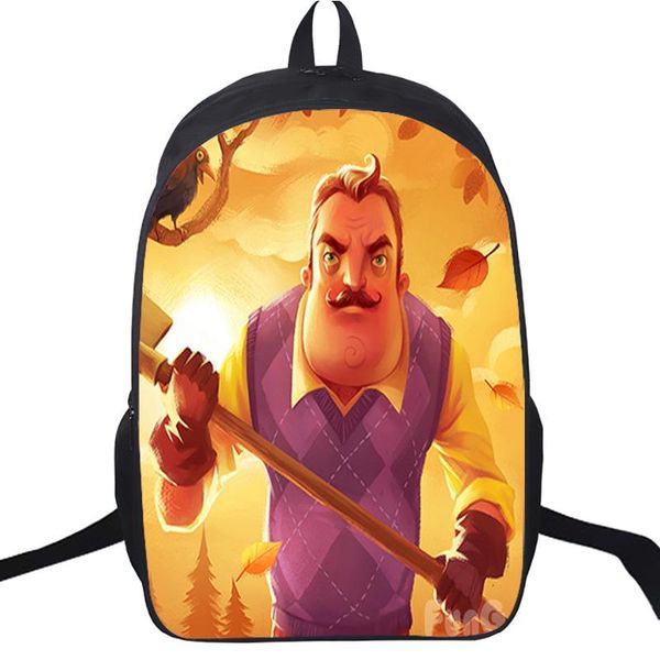

backpack funny game hello neighbor beautiful 3d printing schoolbag for school boys girls casual kids students bookbag