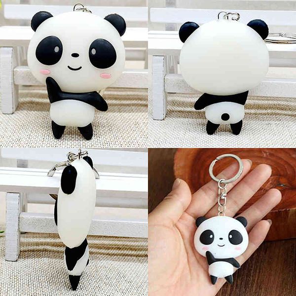 

cartoon keychain cute panda keychains silicone kids doll toy chians girls bag pendant figure charm animal chains accessories gift, Silver