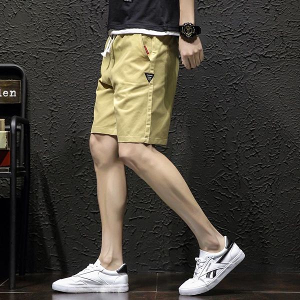 

cotton 2021 summer thin loose shorts men's drawstring versatile large capris youth trend pants, White;black