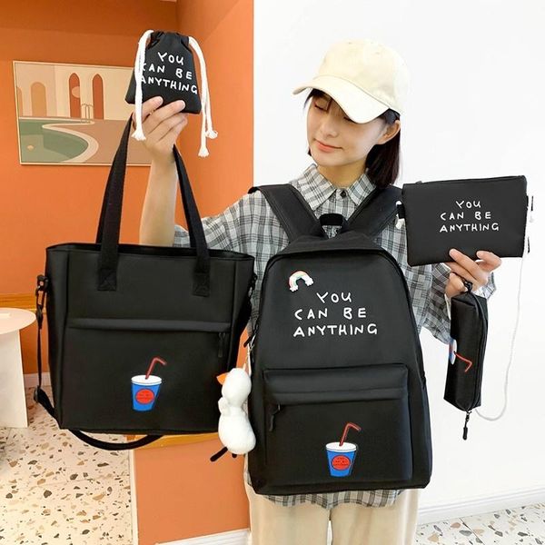 

school bags canvas women backpack sets kawaii schools for girls 2021