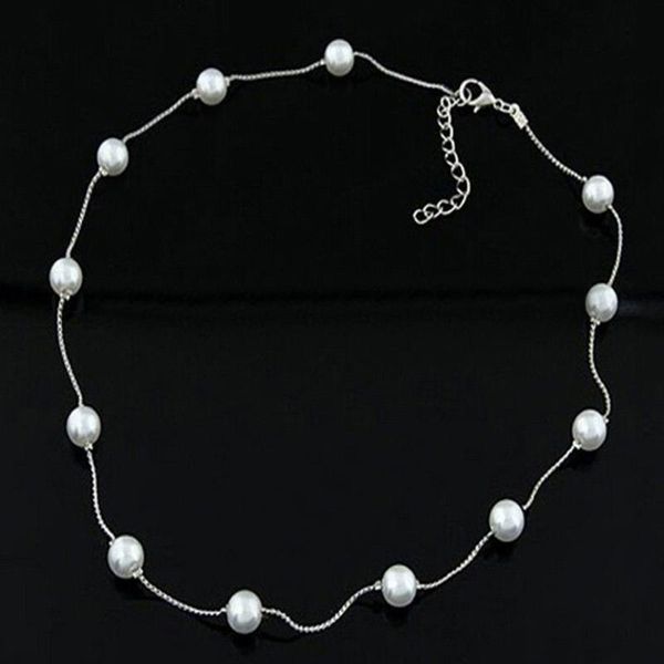 

artificial pearls decorative charm fashion adjustable pendant jewelry elegant gift wedding party women necklace chokers, Golden;silver