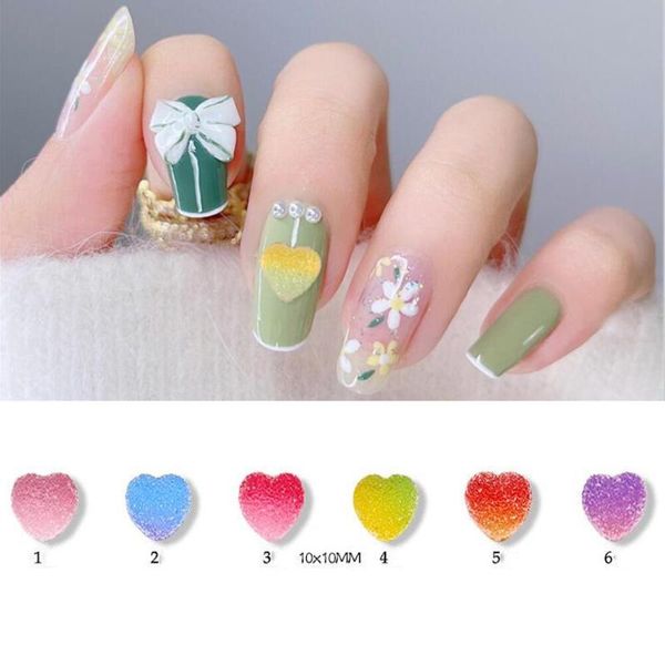 

nail art decorations 50pcs,10mm resin sugar heart kawaii charms candy jelly gradient 3d rhinestones for nails uv polish e1004(7), Silver;gold