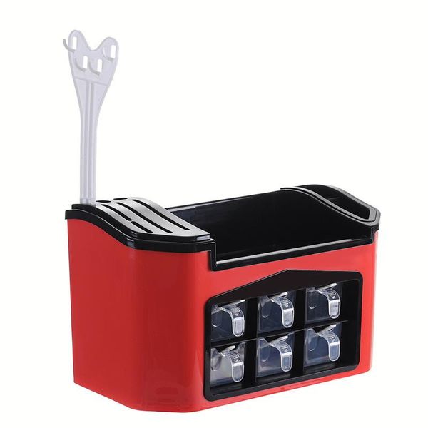 

storage bottles & jars multi-function kitchen organizer seasoning jar box pantry shelf condiment 6 grids holder