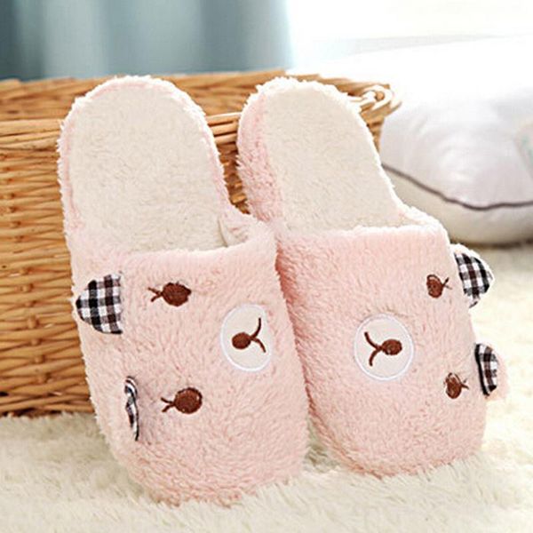 

slippers women lovers home cartoon winter floor soft female shoes, Black