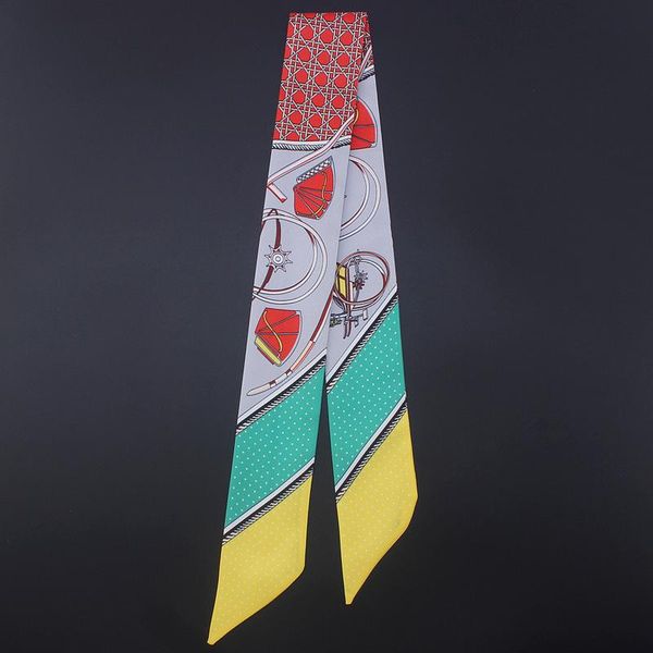 

scarves print silk scarf women bag ribbons fashion head small long skinny, Blue;gray