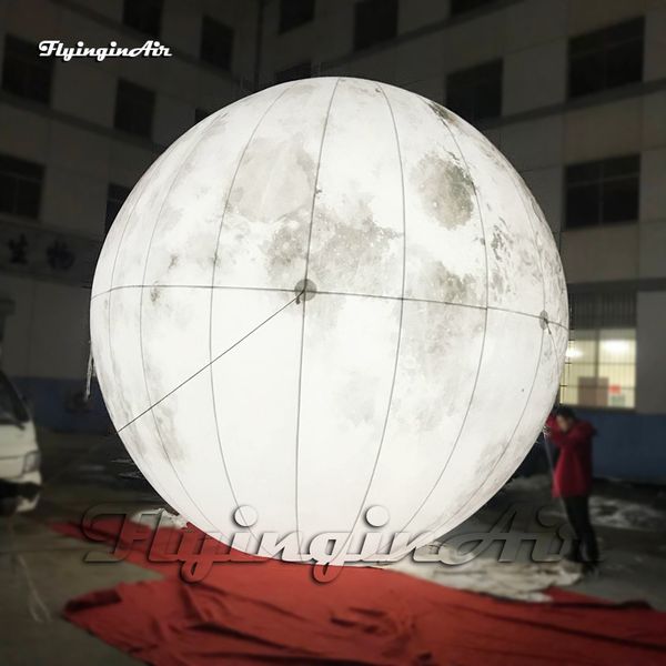 Beleuchtung, aufblasbarer Planet, grauer Mond, 3 m/6 m, riesiger hängender/am Boden personalisierter Partyballon für Konzertbühne und Veranstaltungsortdekoration