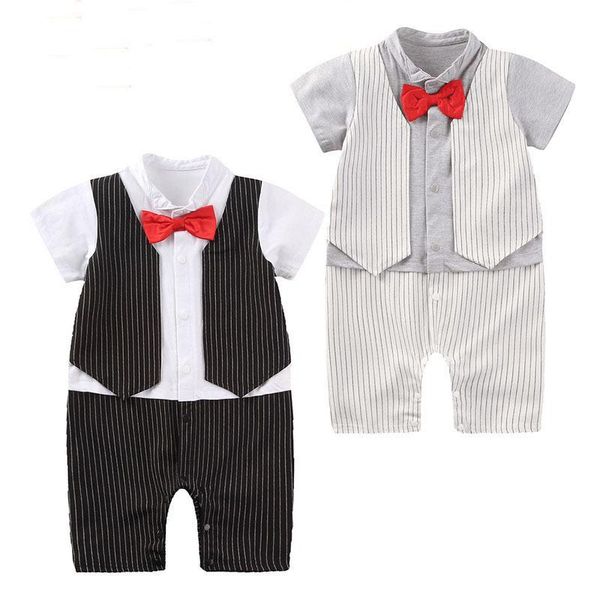 

jumpsuits born summer short sleeve baby rompers gentleman plaid jumpsuit for toddler infant casual boy clothes 0-24 months, Blue