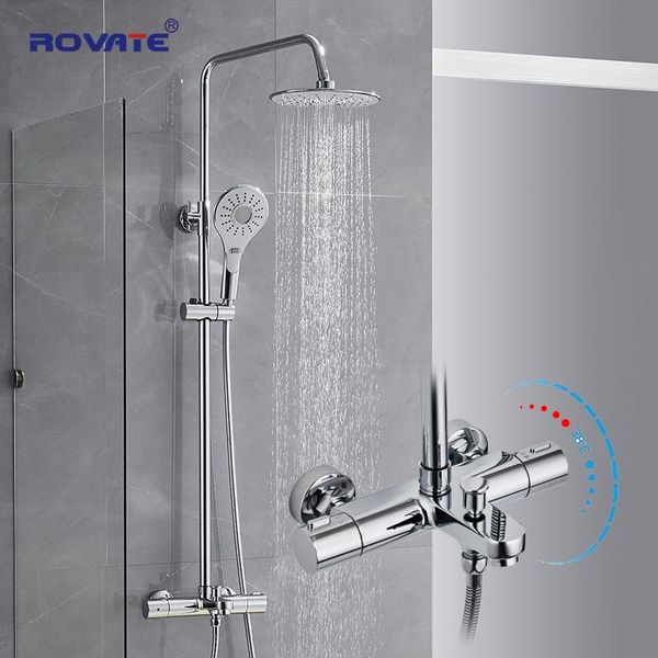 

bathroom shower sets rovate thermostatic systems with rain and adjustable handheld shower,bathroom set fixtures