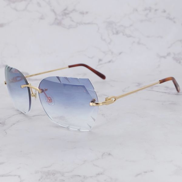 

rimless sun glasses designer retro diamond cut edge sunglasses fashion shades eyewear mens gafas de sol, White;black